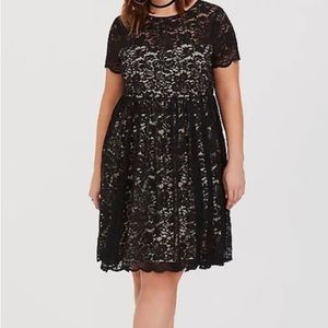 Torrid Black Lace Illusion Neck Skater Dress